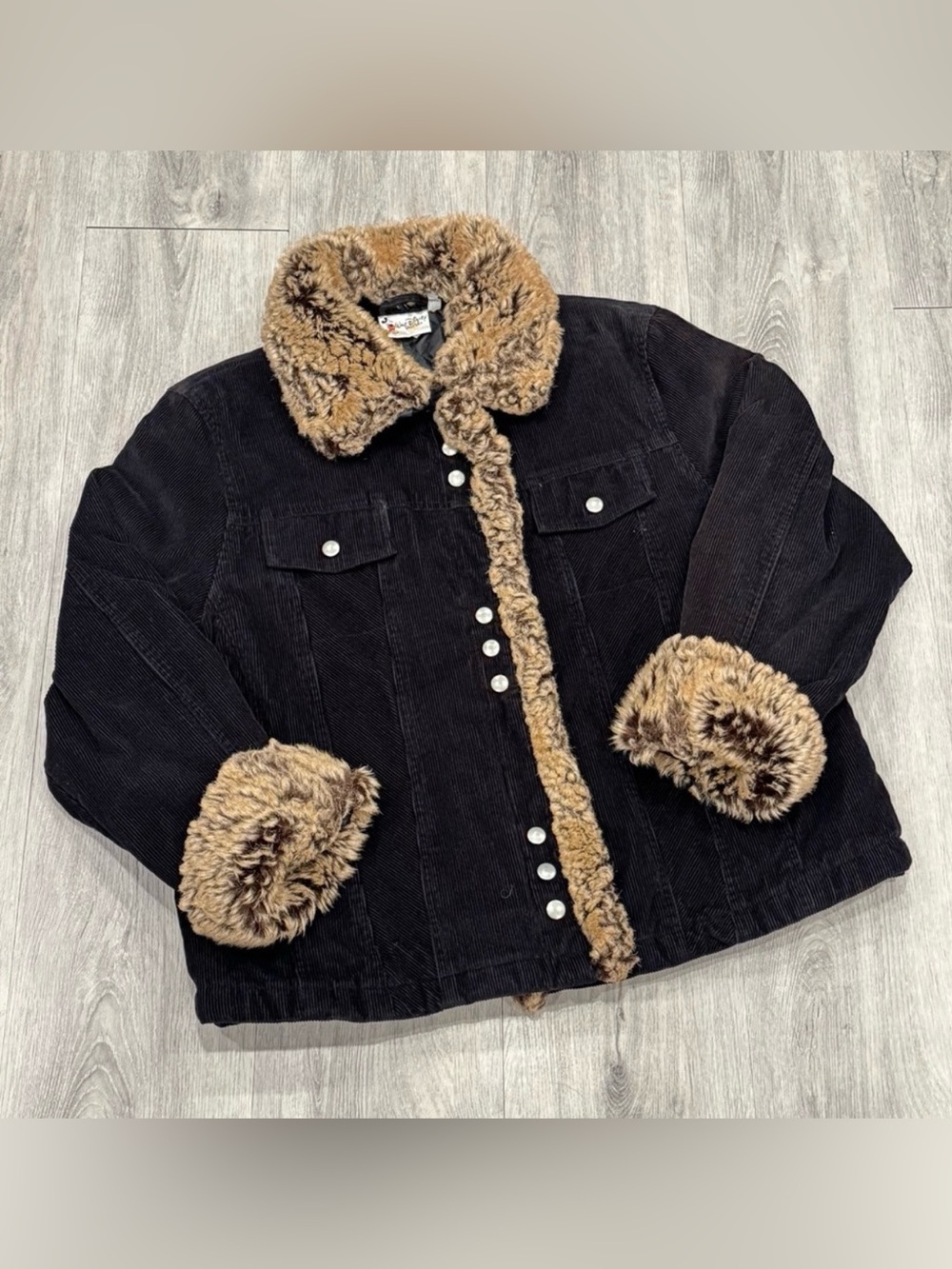 Walt Disney World Dark Brown Western Faux Fur Corduroy Jacket